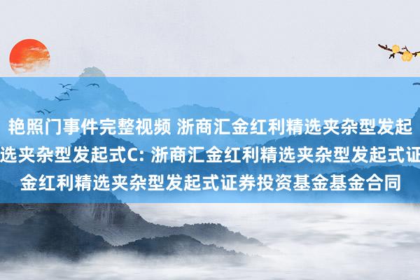 艳照门事件完整视频 浙商汇金红利精选夹杂型发起式A,浙商汇金红利精选夹杂型发起式C: 浙商汇金红利精选夹杂型发起式证券投资基金基金合同