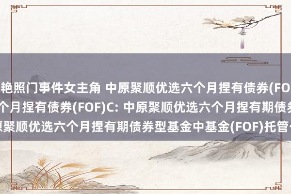 艳照门事件女主角 中原聚顺优选六个月捏有债券(FOF)A,中原聚顺优选六个月捏有债券(FOF)C: 中原聚顺优选六个月捏有期债券型基金中基金(FOF)托管公约