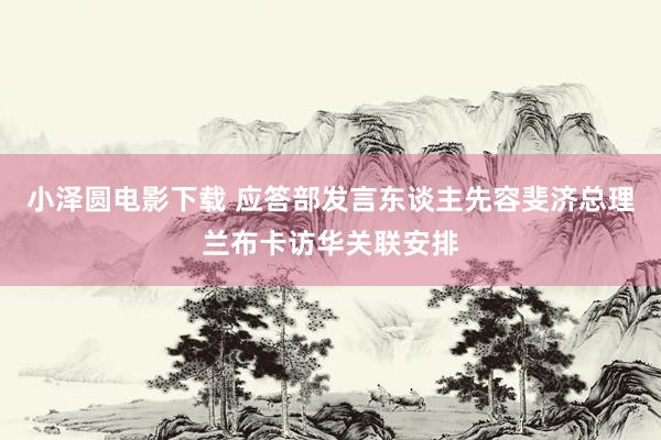 小泽圆电影下载 应答部发言东谈主先容斐济总理兰布卡访华关联安排