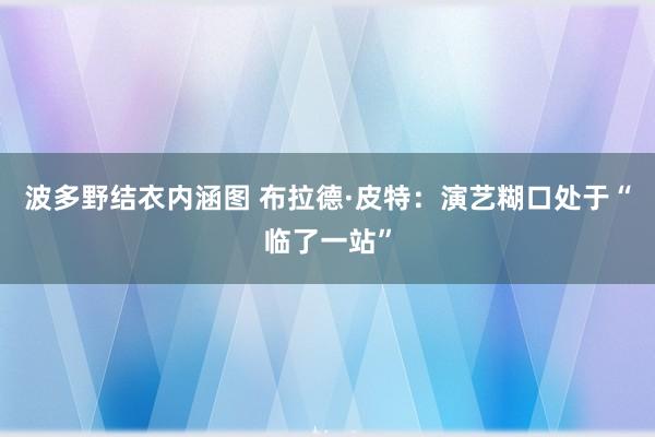 波多野结衣内涵图 布拉德·皮特：演艺糊口处于“临了一站”