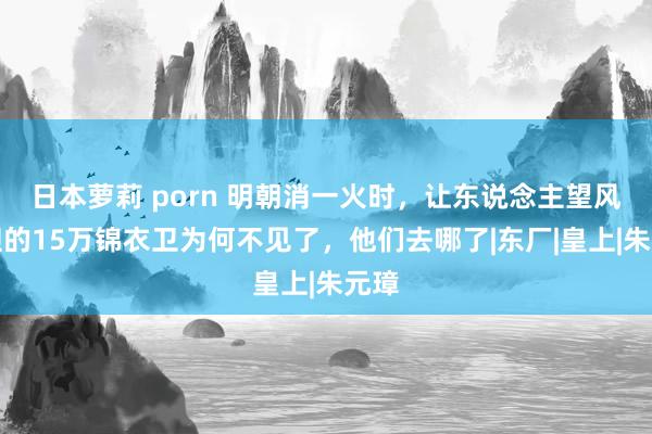 日本萝莉 porn 明朝消一火时，让东说念主望风破胆的15万锦衣卫为何不见了，他们去哪了|东厂|皇上|朱元璋