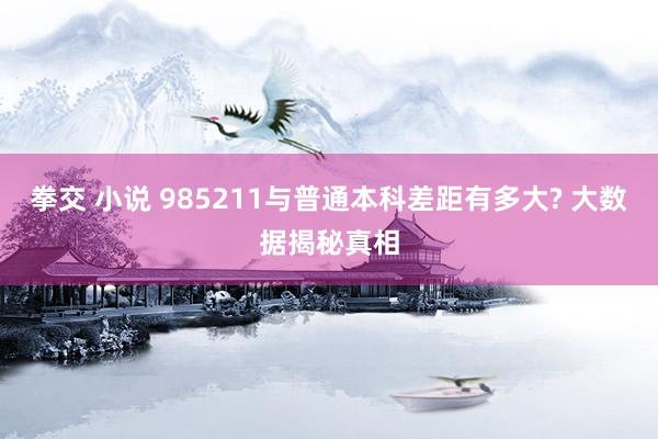 拳交 小说 985211与普通本科差距有多大? 大数据揭秘真相