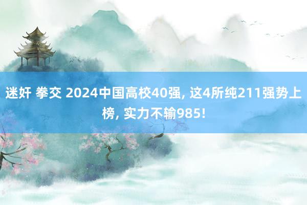 迷奸 拳交 2024中国高校40强, 这4所纯211强势上榜, 实力不输985!