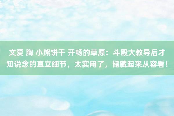 文爱 胸 小熊饼干 开畅的草原：斗殴大教导后才知说念的直立细节，太实用了，储藏起来从容看！