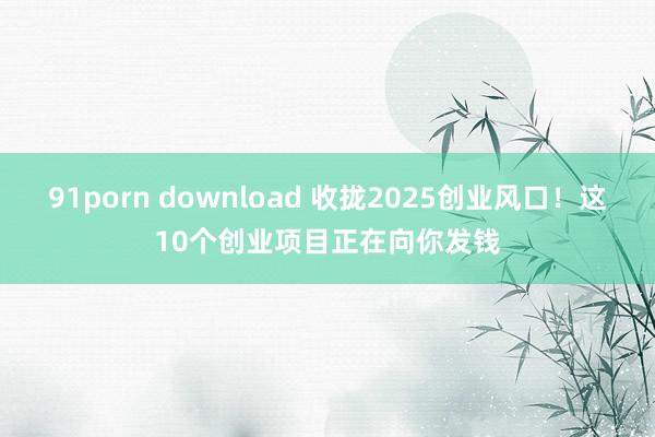 91porn download 收拢2025创业风口！这10个创业项目正在向你发钱