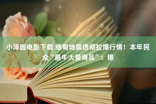 小泽圆电影下载 缅甸地震透彻拉爆行情！本年民众“最牛大量商品”：锡